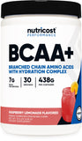 Nutricost BCAA Hydratation Framboise-Citronnade, bouteille prête pour entraînement et hydratation efficace.