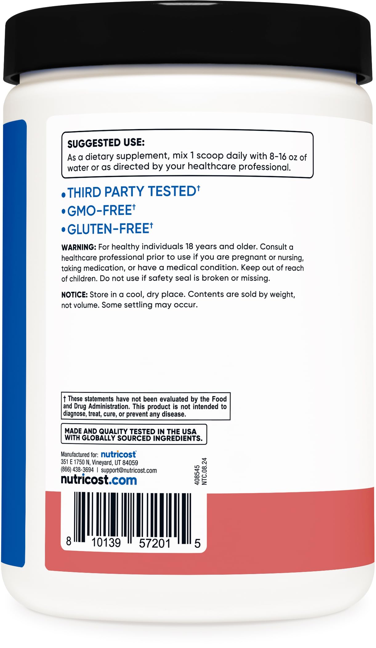 Nutricost BCAA Hydratation Framboise-Citronnade cuillère-dose pour mesurer facilement.