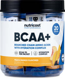 Nutricost BCAA+ Hydration pêche-mangue, sachet prêt à mélanger pour une boisson rafraîchissante