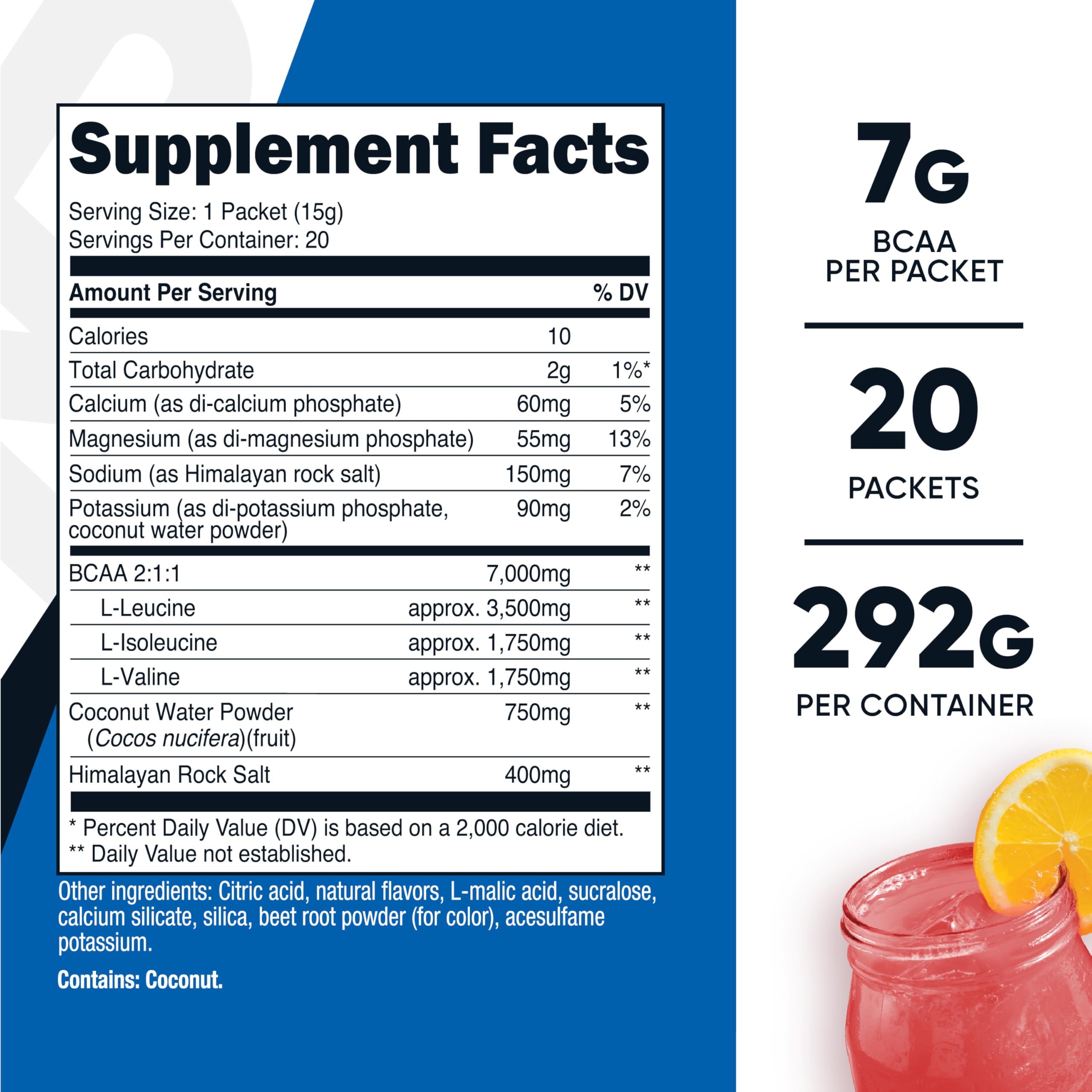 Nutricost BCAA+ Hydration sachets prêts à mélanger pour l'entraînement.