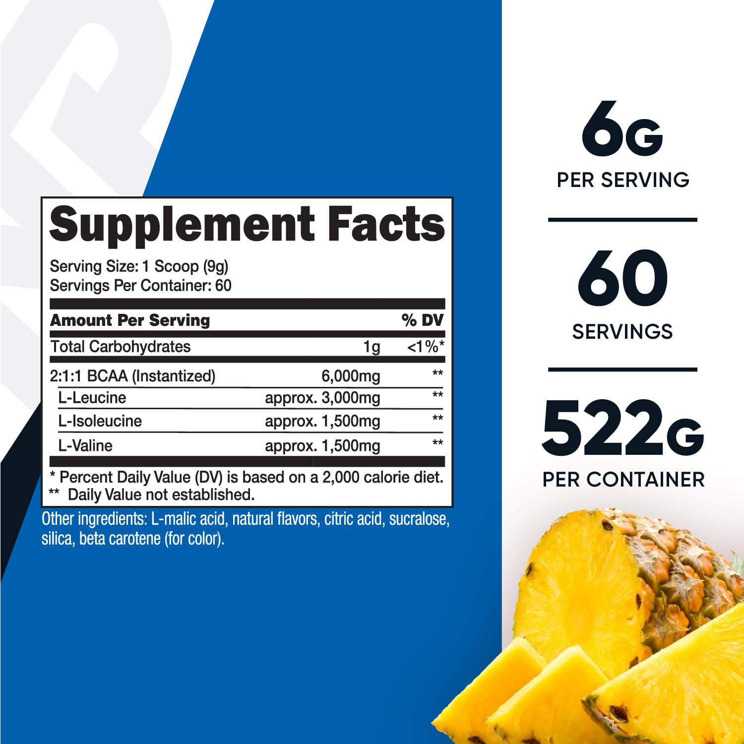 Nutricost BCAA Poudre Ananas - Doseur inclus pour doser facilement.