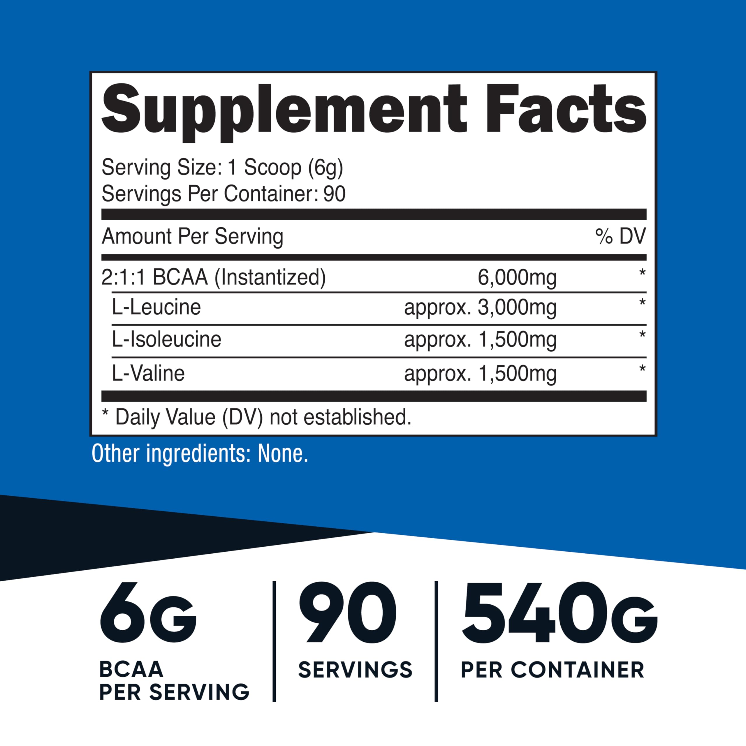 Nutricost BCAA poudre; bouteille fermée et pratique à emporter.