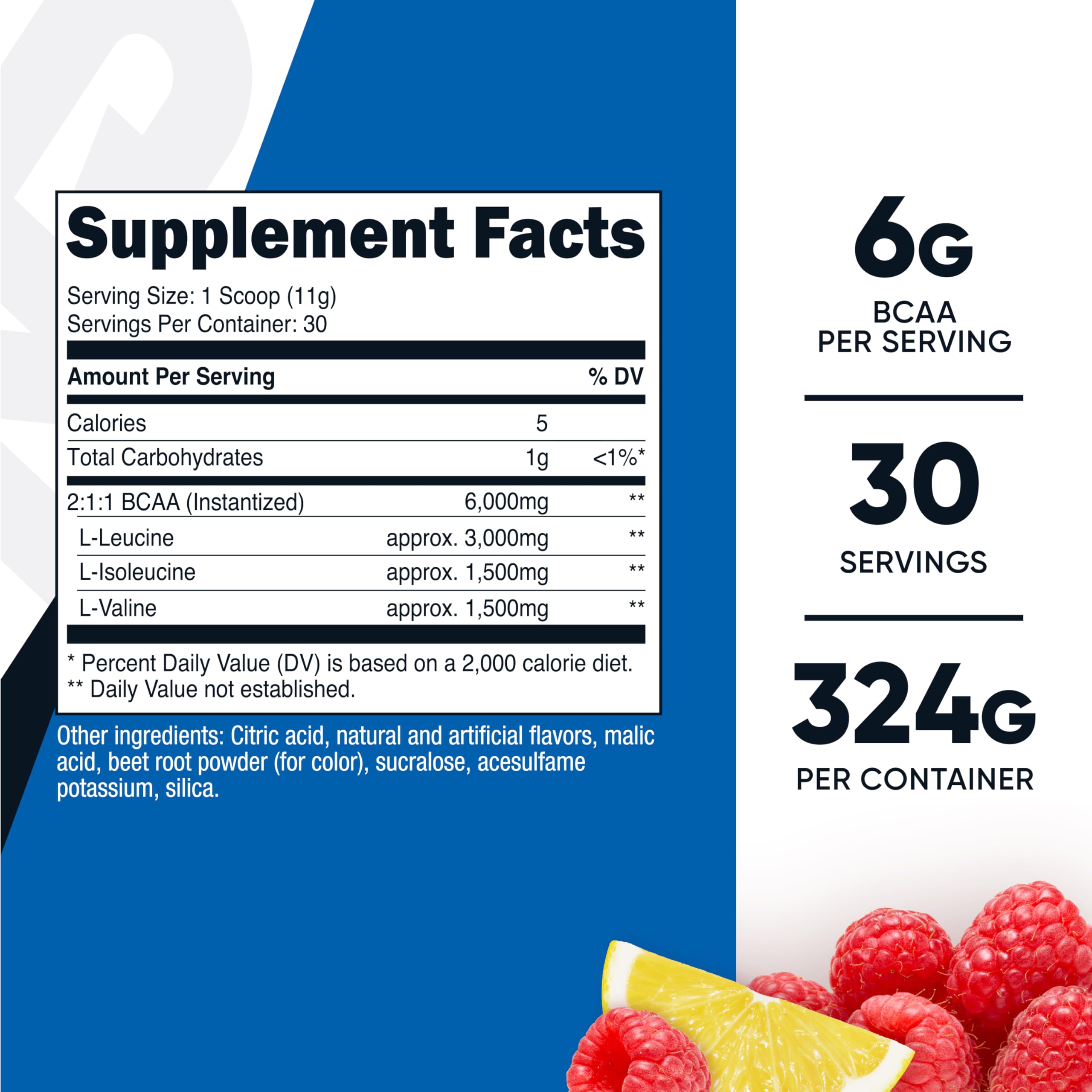Nutricost BCAA poudre — doseur inclus pour mesurer précisément chaque portion.