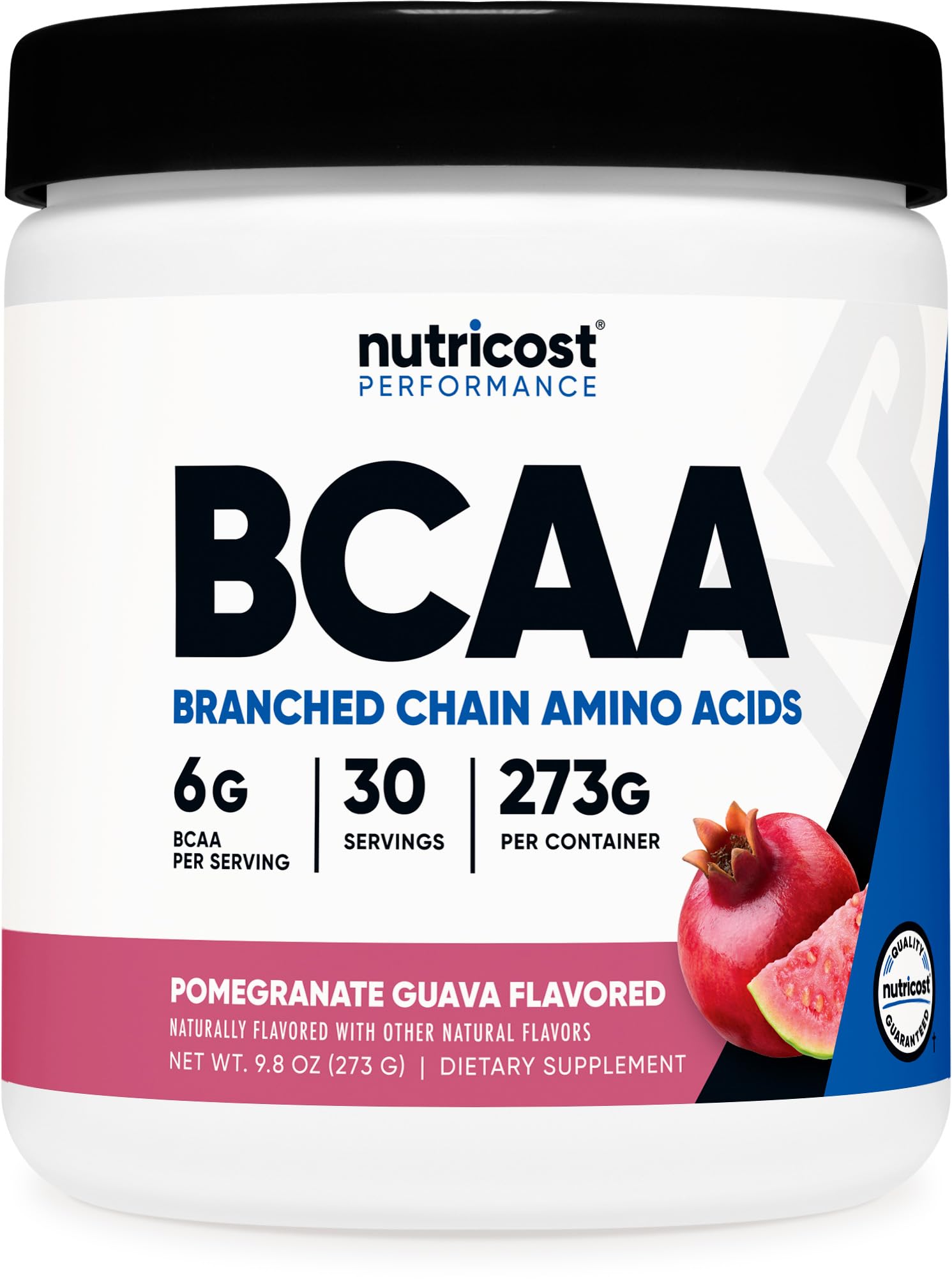 Nutricost BCAA Poudre flacon Pomegranate Guava, parfait après l'entraînement.