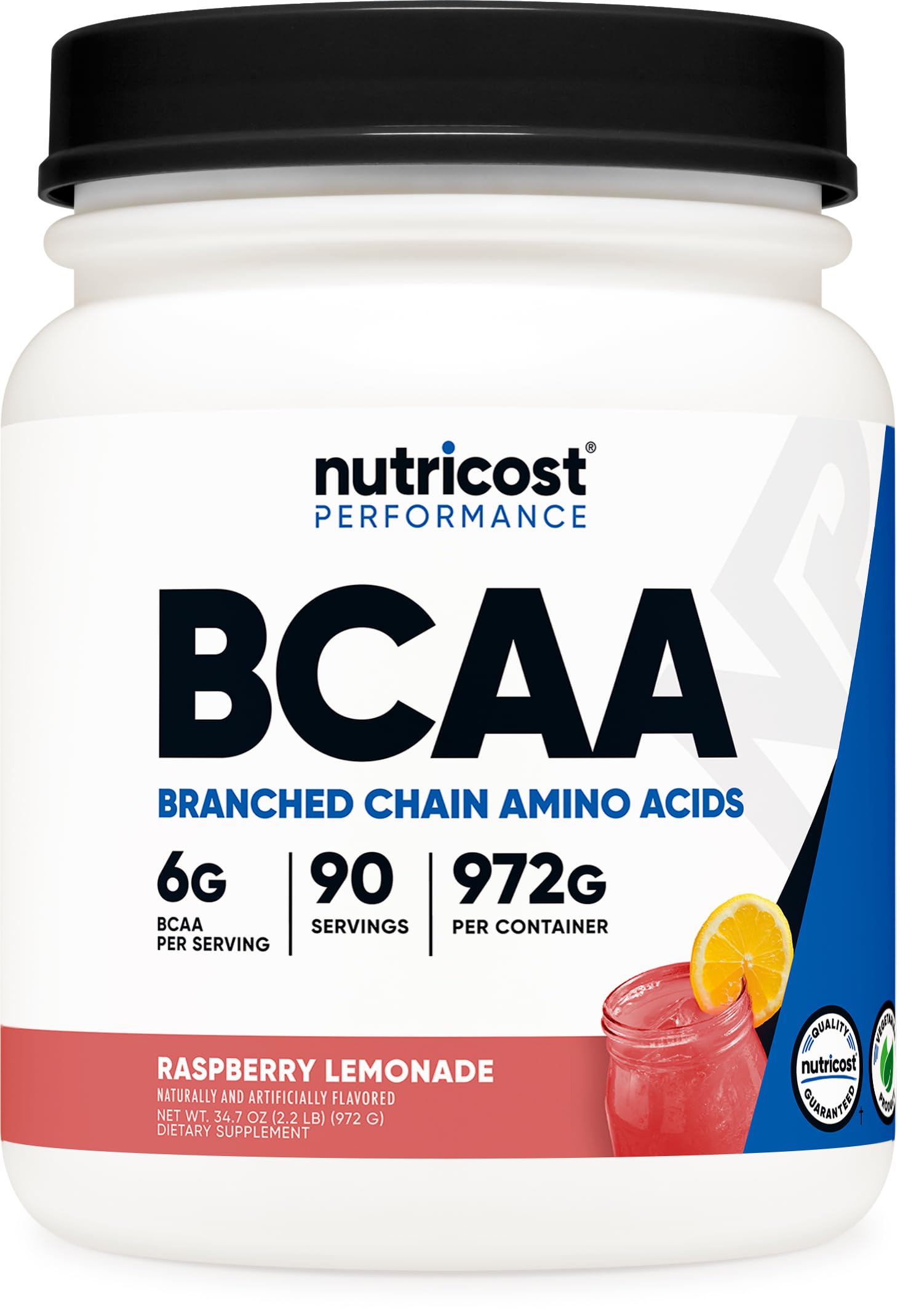 Nutricost BCAA Poudre Framboise-Citronnade dans une bouteille prête à boire pour récupération légère