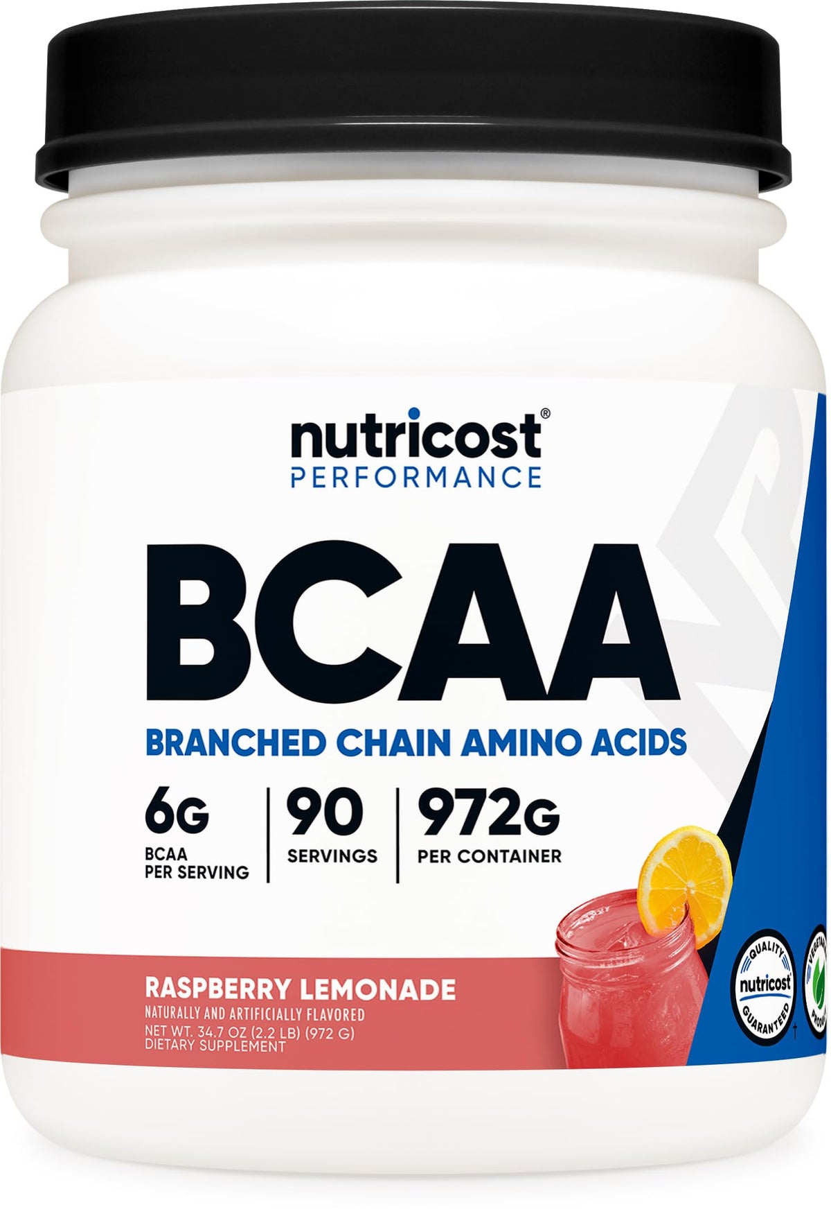 Nutricost BCAA Poudre Framboise-Citronnade dans une bouteille prête à boire pour récupération légère