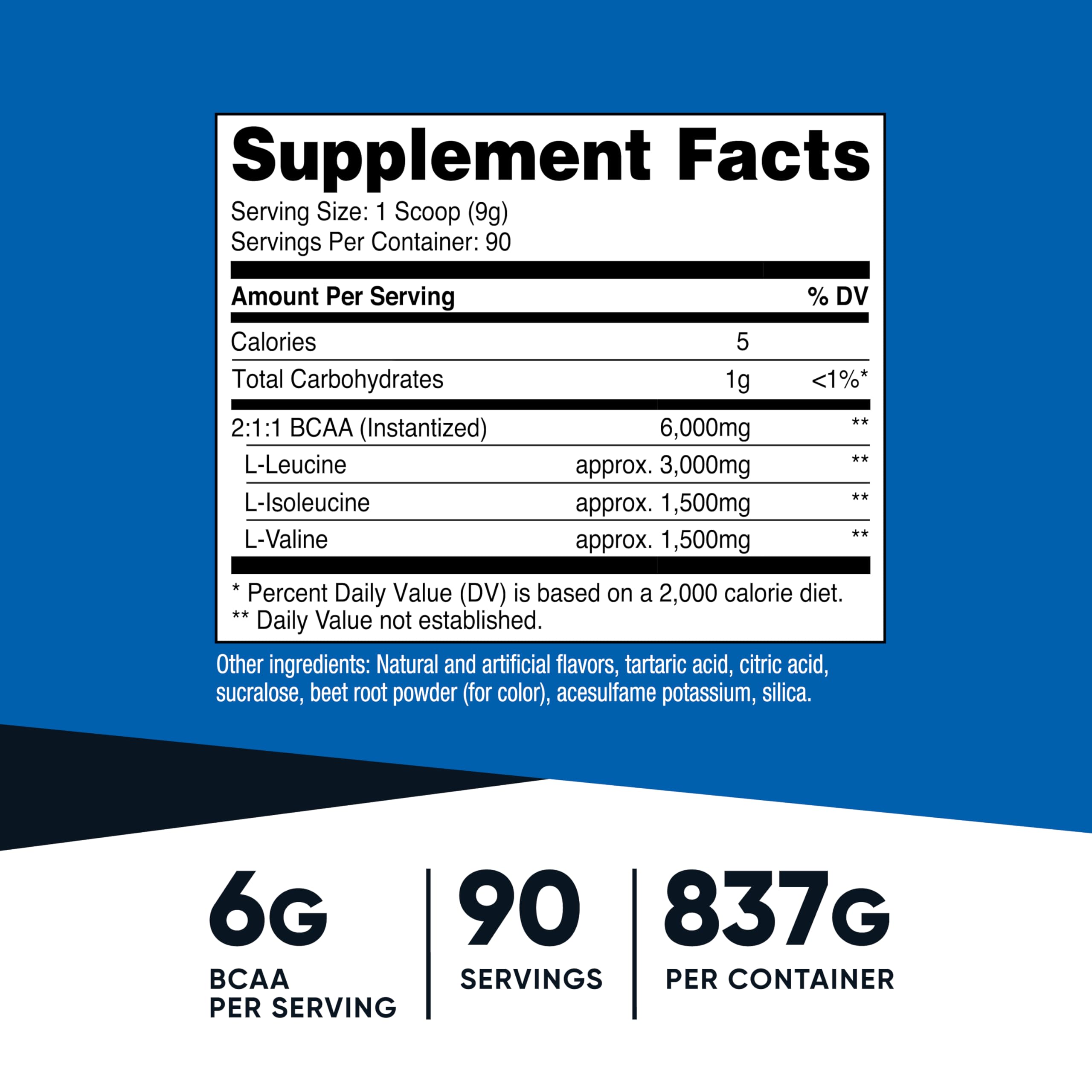 Nutricost BCAA pasteque 90serv, cuillère-dose incluse pour doser facilement