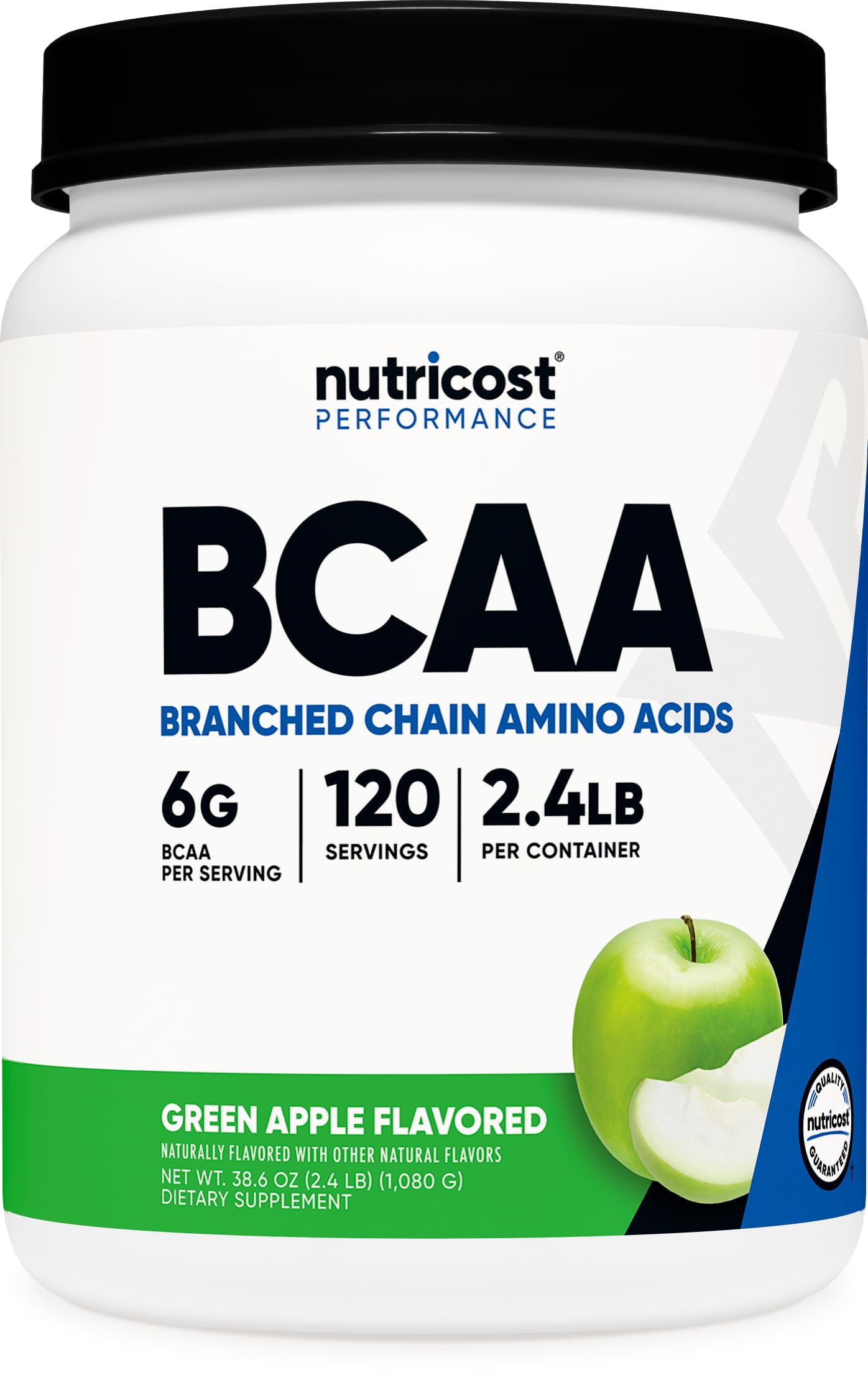 Nutricost BCAA en poudre saveur pomme verte dans le doseur, prêt à l’emploi