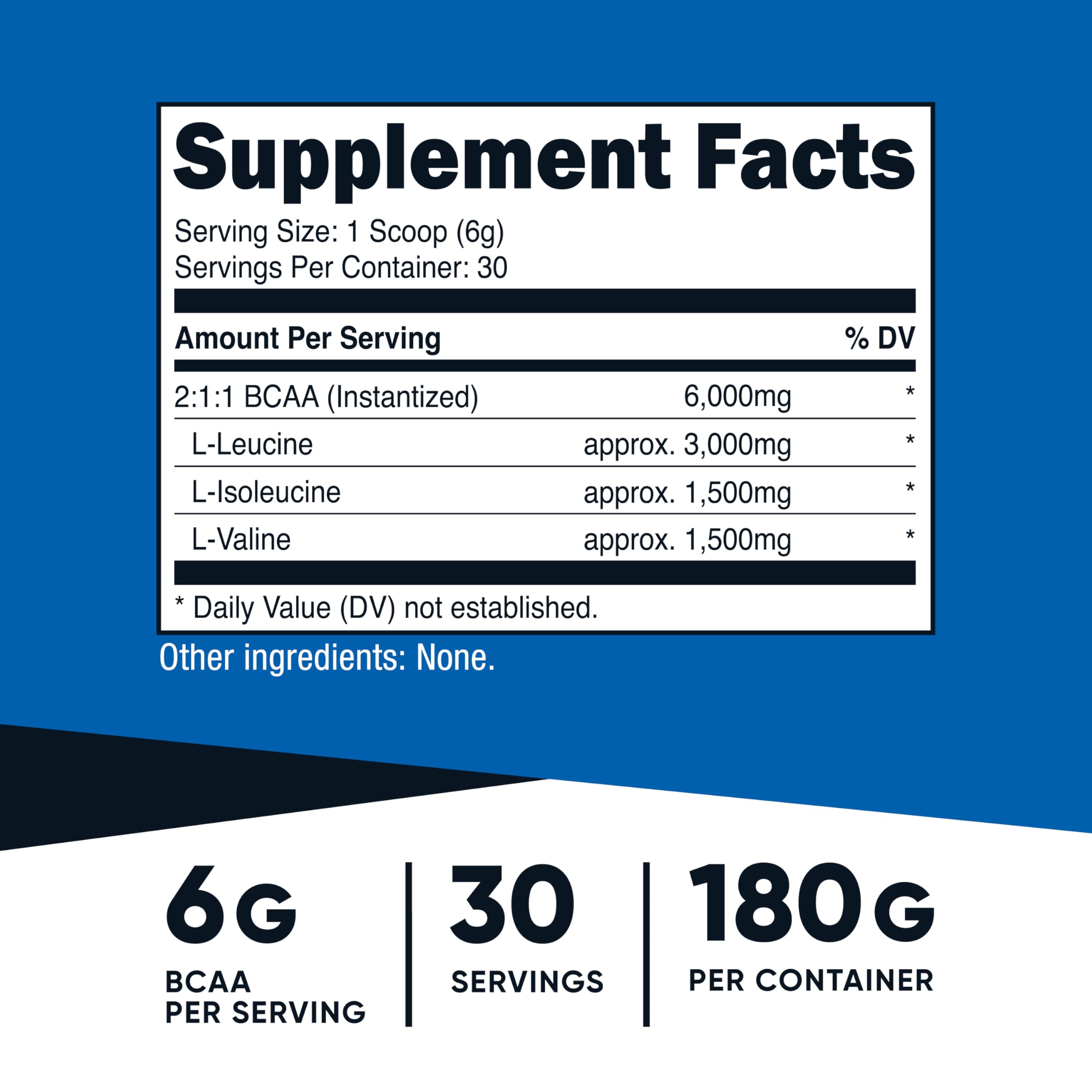 Nutricost Poudre BCAA verre-dosage : dissolution rapide dans l'eau après l'entraînement.