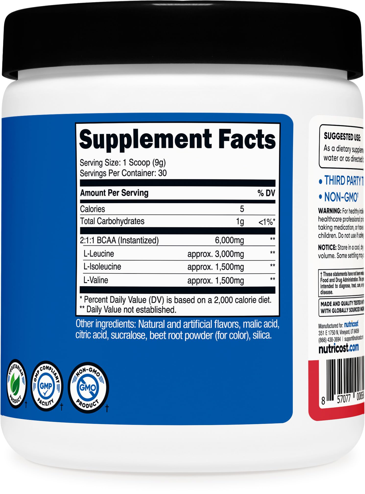 Nutricost BCAA pré-entraînement, idéal pour préparer séance intense.