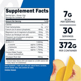 Nutricost BCAA Hydration, dosette pêche mangue, facilite la mesure et la préparation après l'effort.