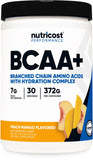 Nutricost BCAA Hydration, bouteille pêche mangue, soutient l'hydratation pendant l'entraînement.