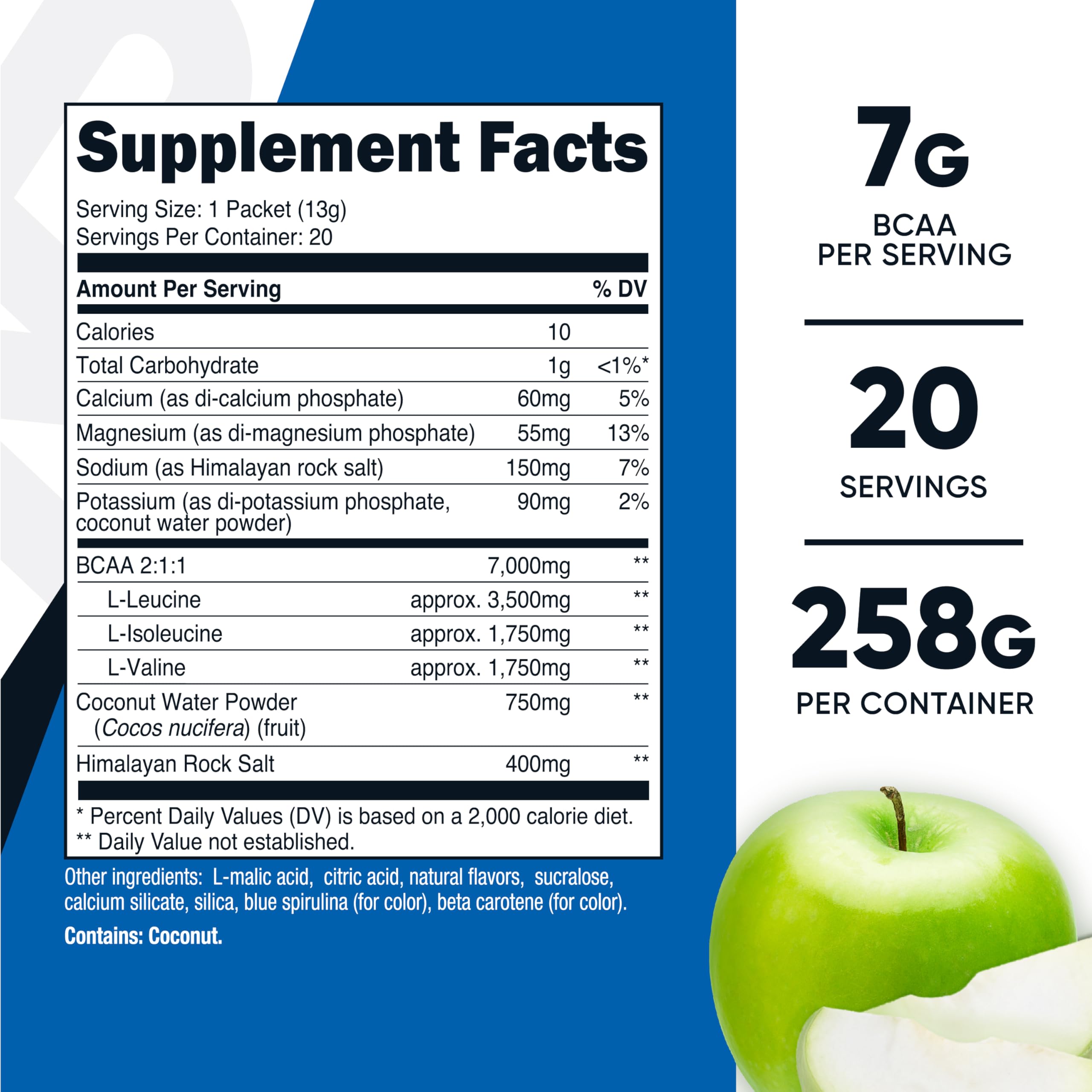 Nutricost BCAA+ Hydration pré-entraînement rapide au goût pomme verte