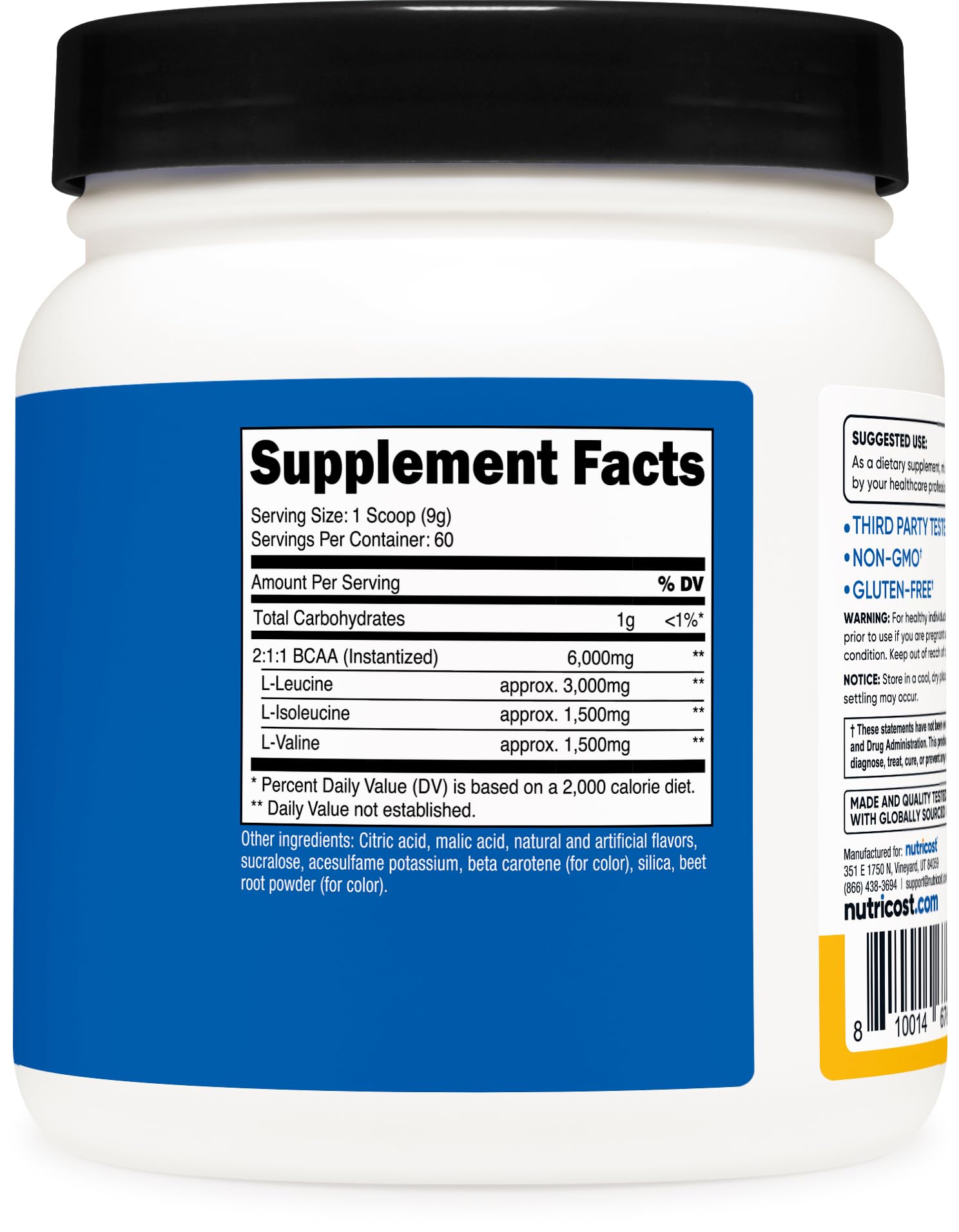 Nutricost BCAA Orange Mango boisson savoureuse de couleur orange