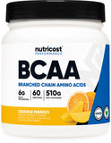 Nutricost BCAA Orange Mango sur flacon avec dosage facile