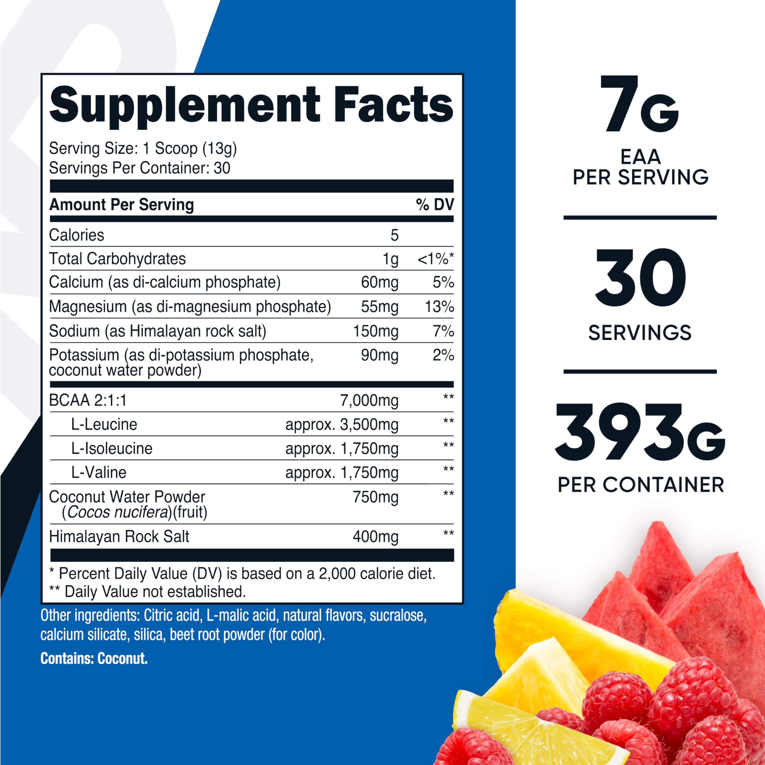 Nutricost BCAA + Hydration Flacon Fruit Punch, énergie soutenue durant la séance.