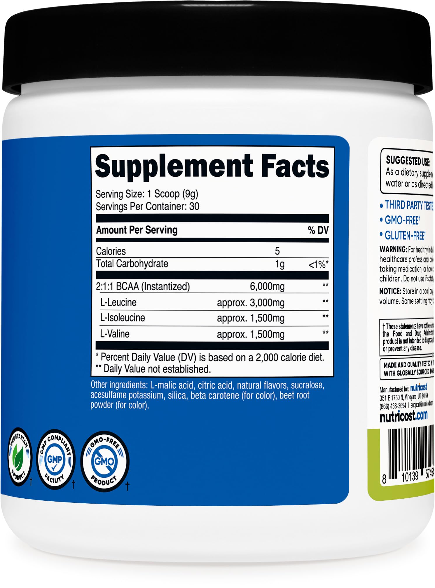 Nutricost BCAA Peach Pear — fiche nutritionnelle utile pour planifier votre routine sportive.