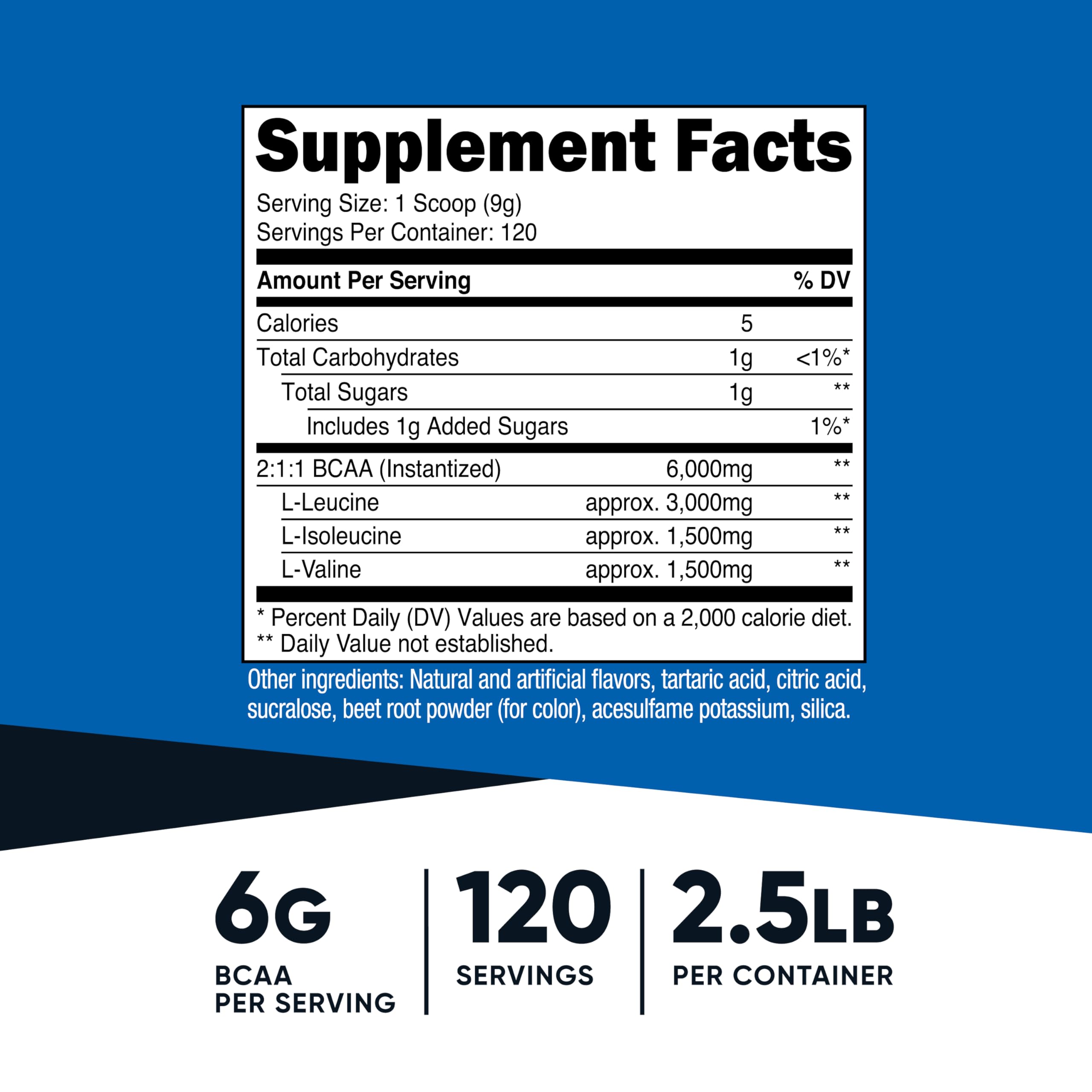 Nutricost Poudre BCAA Watermelon, doseuse incluse, prête à se mélanger avec l’eau.
