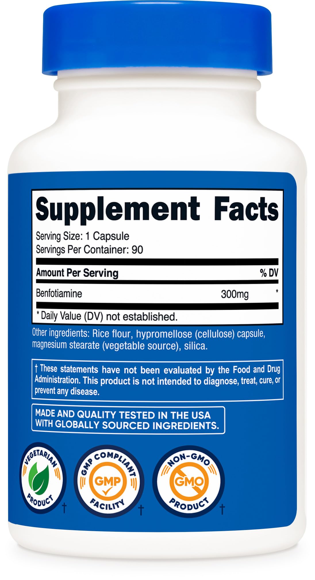 Nutricost Benfotiamine 300 mg — contrôle de tiers, produit testé par des tiers.