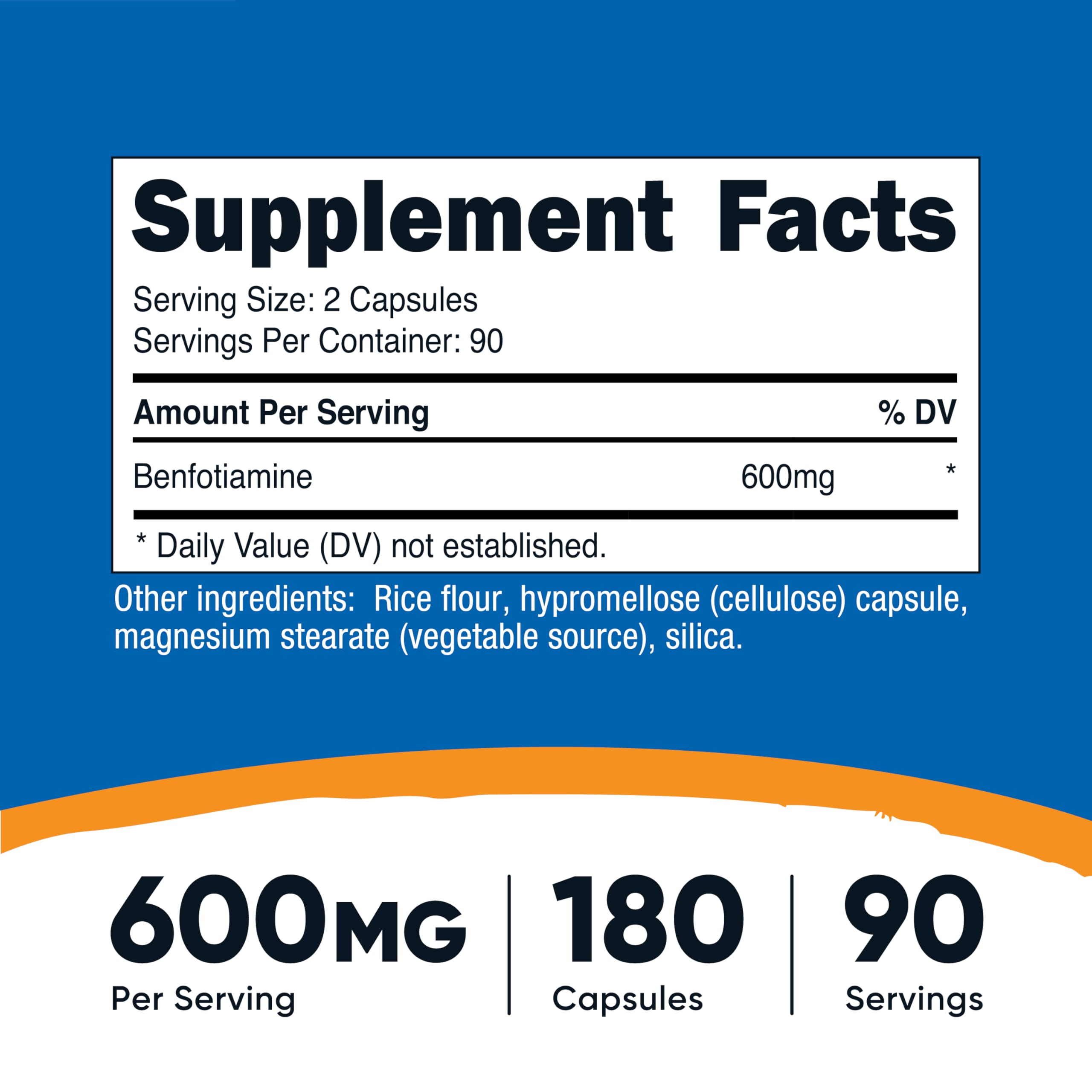 Nutricost Benfotiamine 600 mg – capsules faciles à avaler pour une pratique quotidienne.