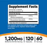 Nutricost Berberine HCl Cannelle - capsules ouvertes montrent la texture et l'usage.