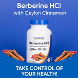 Nutricost Berberine HCl Cannelle - etiquette indiquant dosage et utilisation.