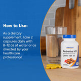 Nutricost Berberine HCl Cannelle - capsule sur fond neutre pour mise en avant du produit.