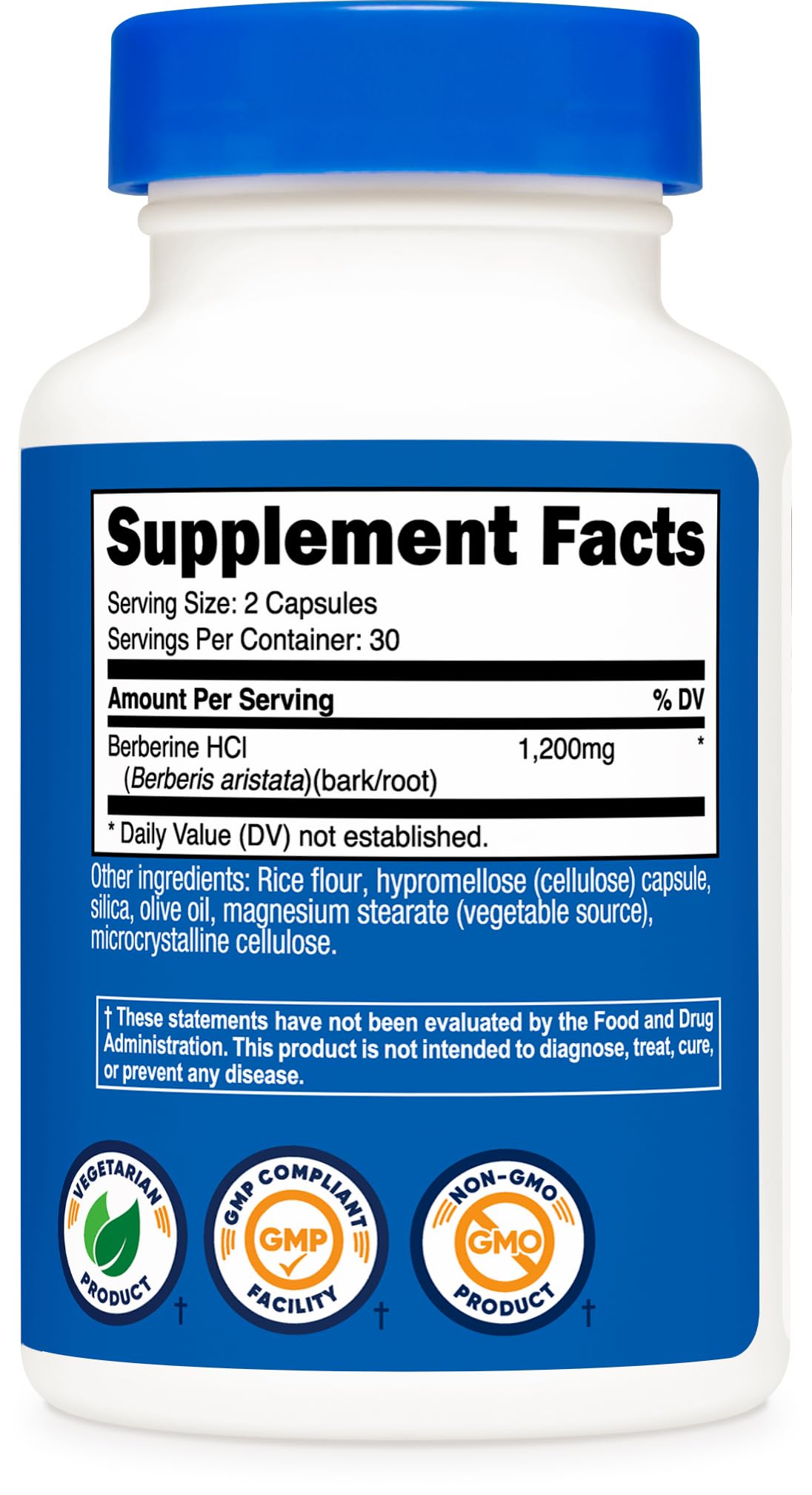 Nutricost Berberine HCl capsule-05 : produit sans gluten et sans OGM privilégié.