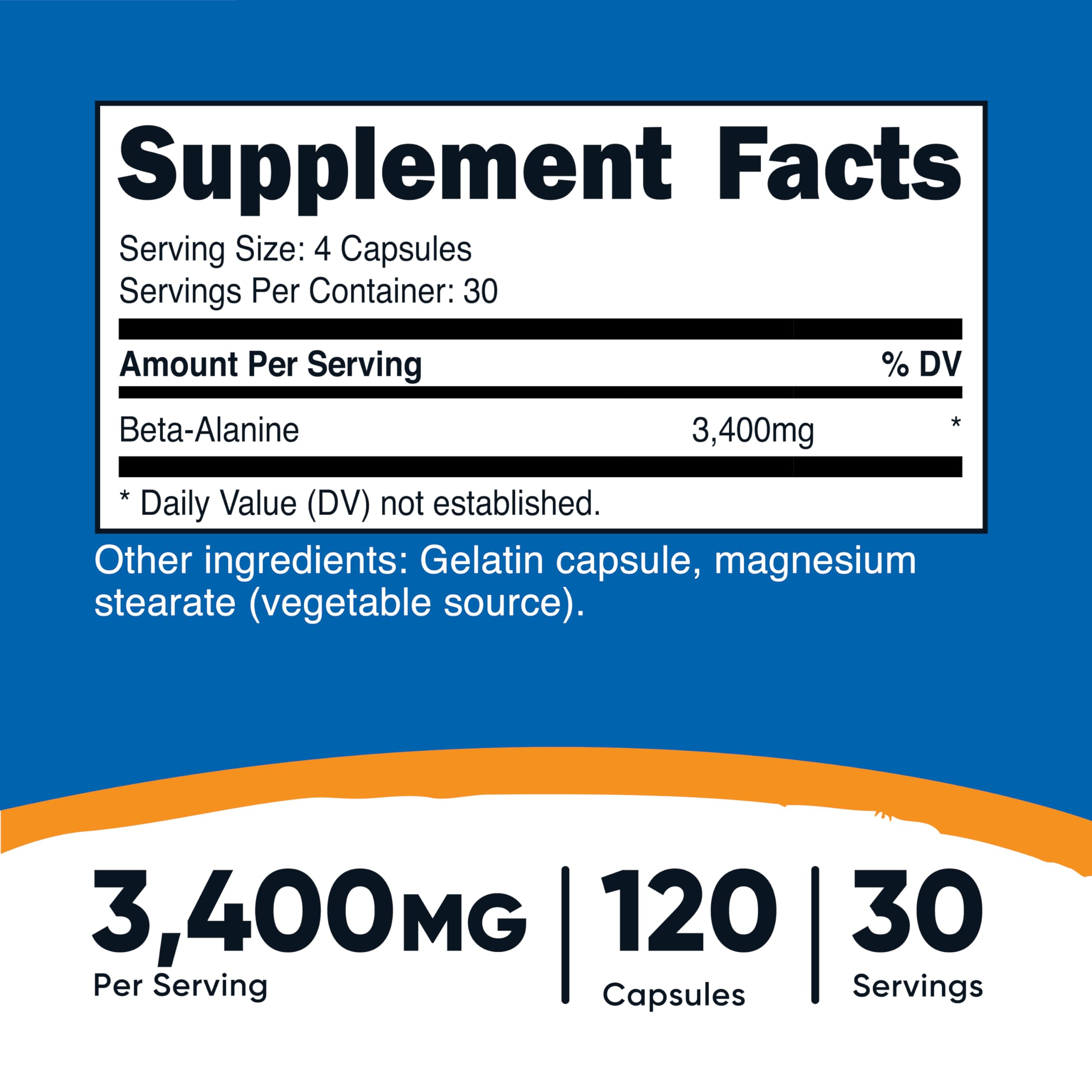 Nutricost Beta-Alanine, gelules 850 mg, prêt pour l'entraînement