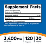 Nutricost Beta-Alanine, gelules 850 mg, prêt pour l'entraînement
