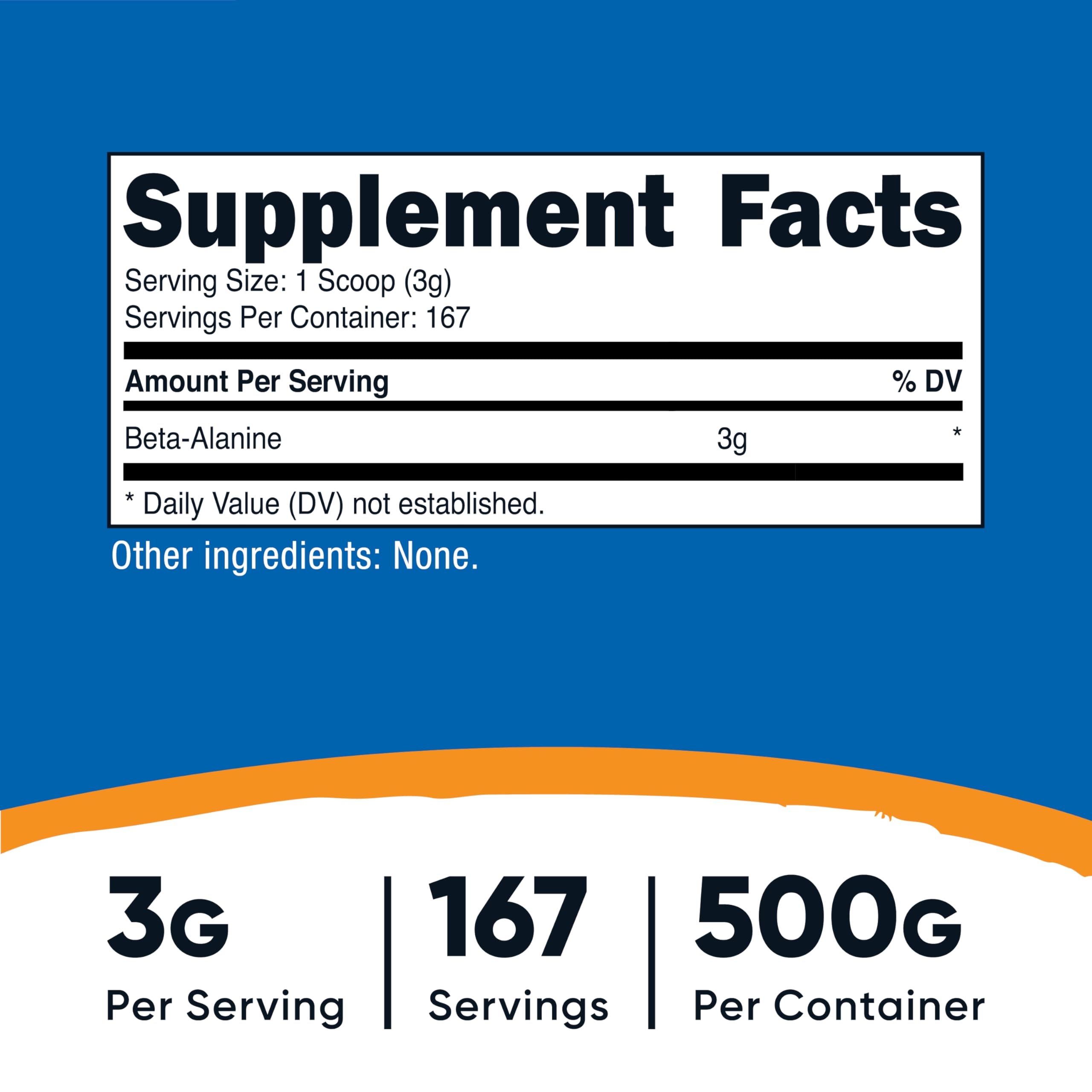 Cuillère-dose Nutricost bêta-alanine pour doser 3 g facilement