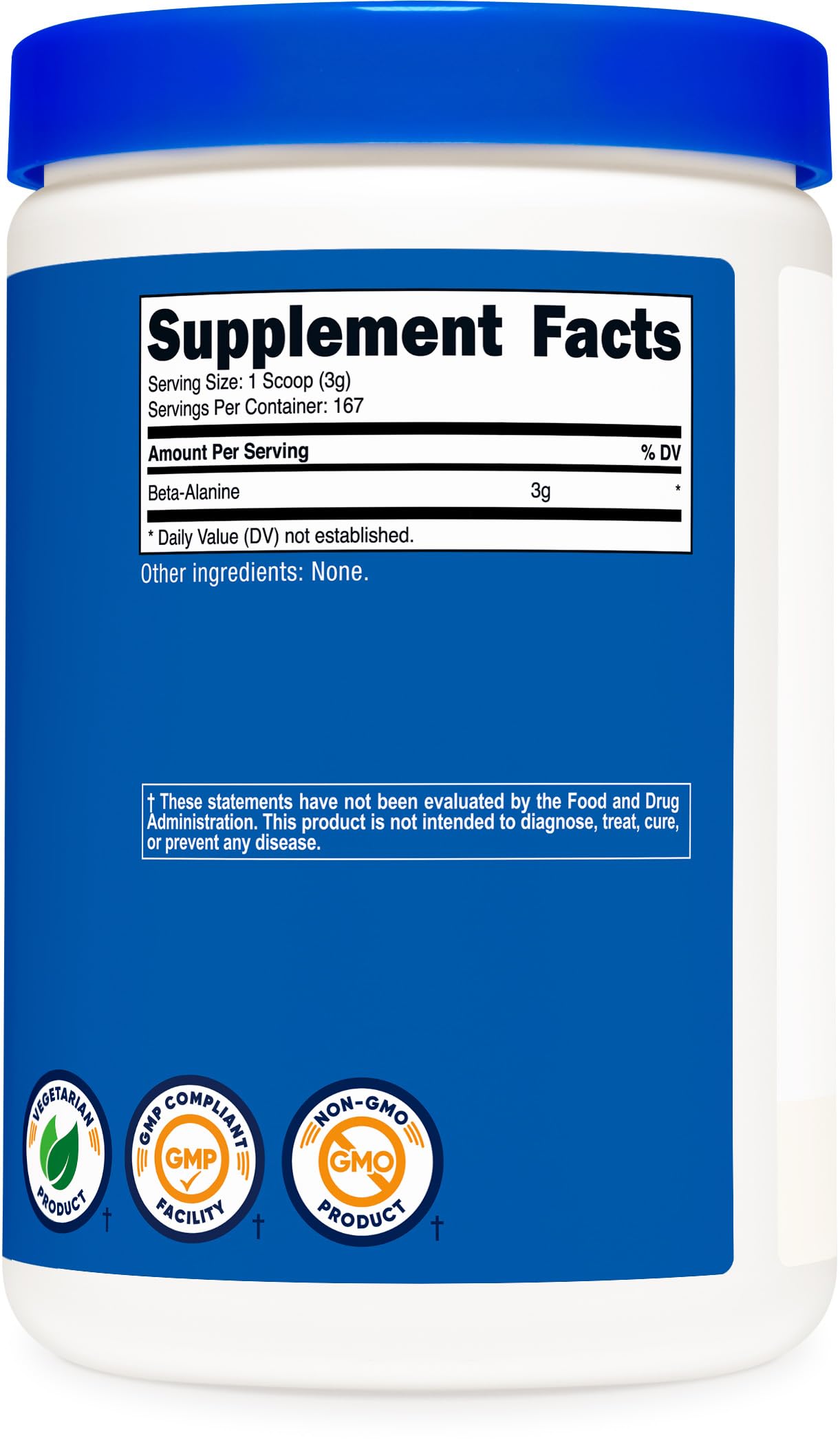 Produit sans OGM et testé par des tiers Nutricost bêta-alanine