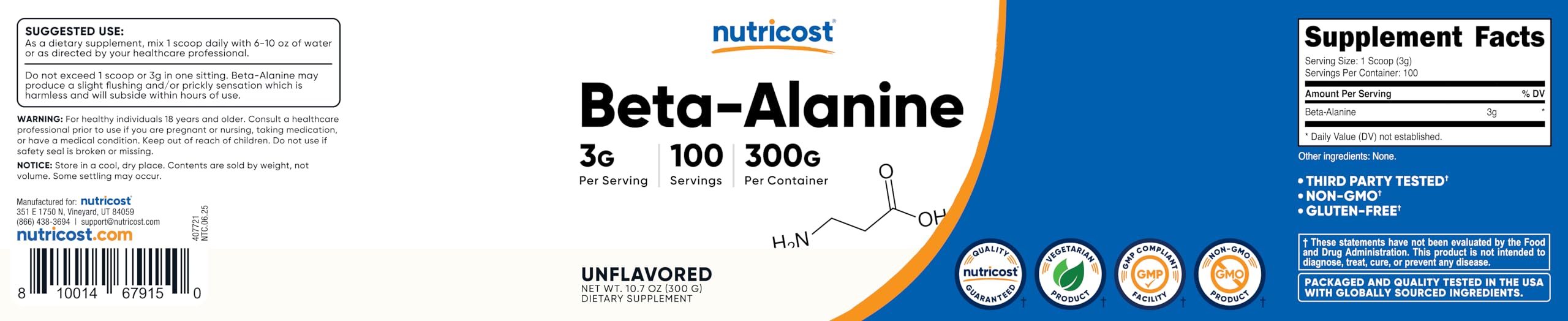 Nutricost bêta-alanine – usage potentiel en entraînement quotidien.