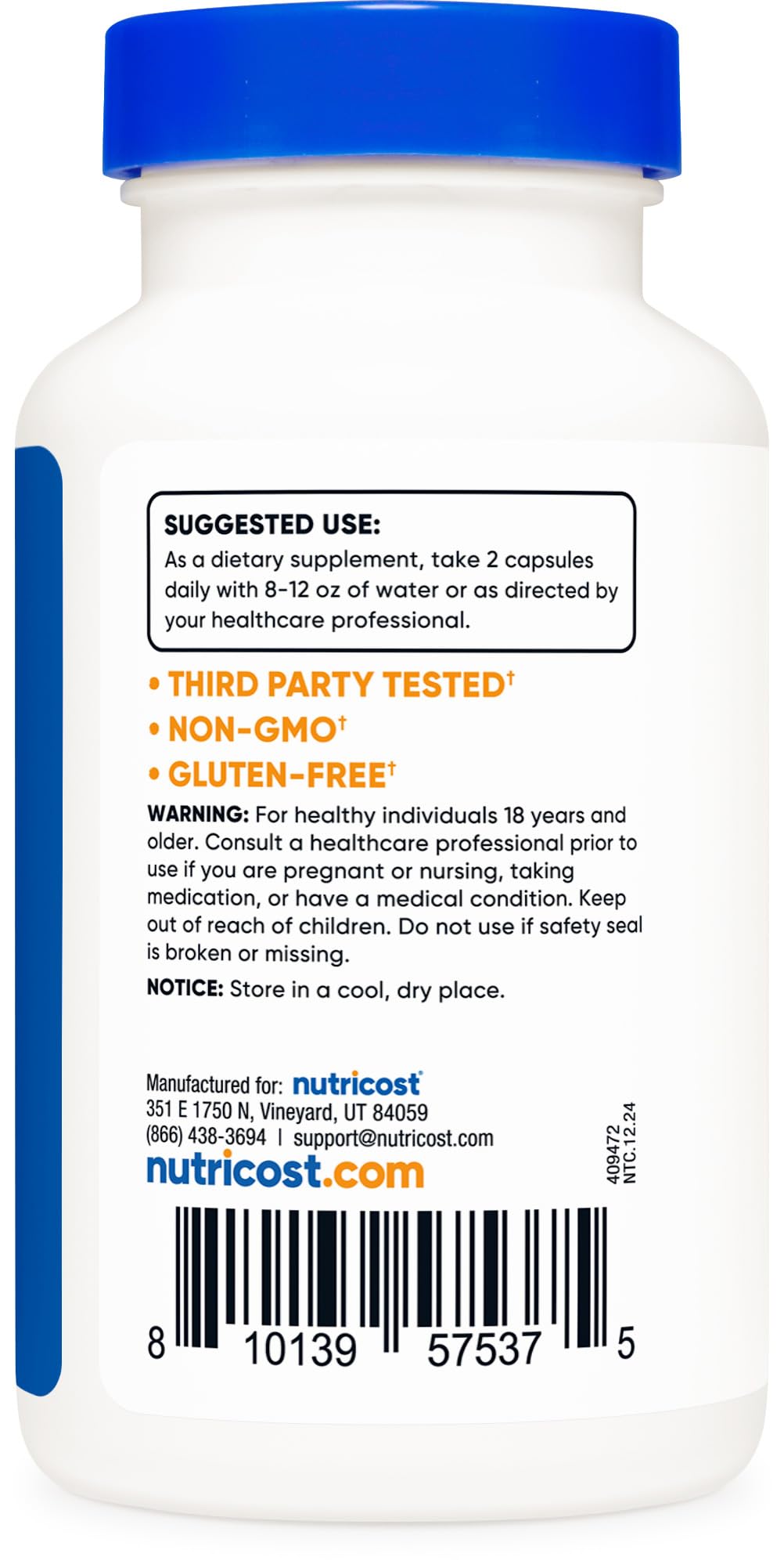 Nutricost Beta Ecdysterone 600mg – emballage soigné et informations claires.