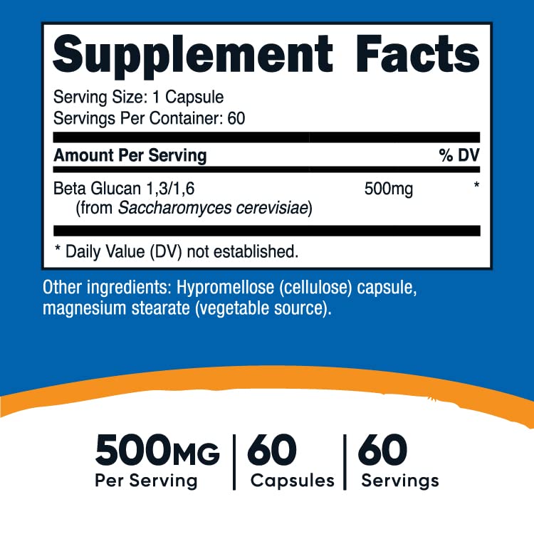 Capsules végétariennes Nutricost Beta Glucan: prise facile et sans gluten.