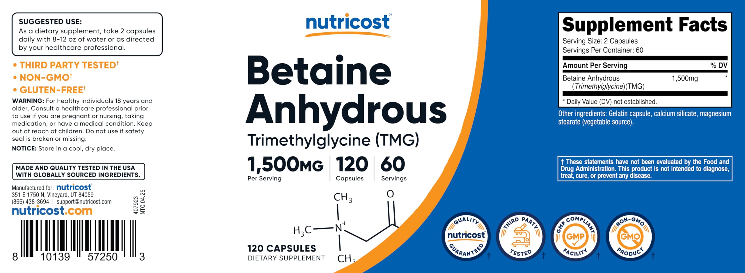 Usine Nutricost certifiée GMP et accréditée pour la traçabilité