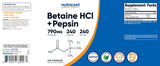 Nutricost Betaïne HCl Pepsine, sans soja, option végétarienne possible.