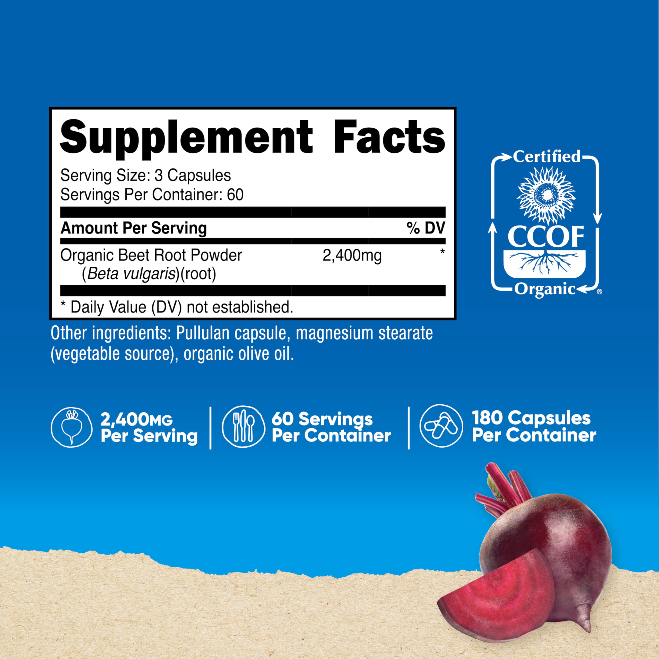 Nutricost Betterave rouge, flacon de capsules – format pratique pour 60 portions.