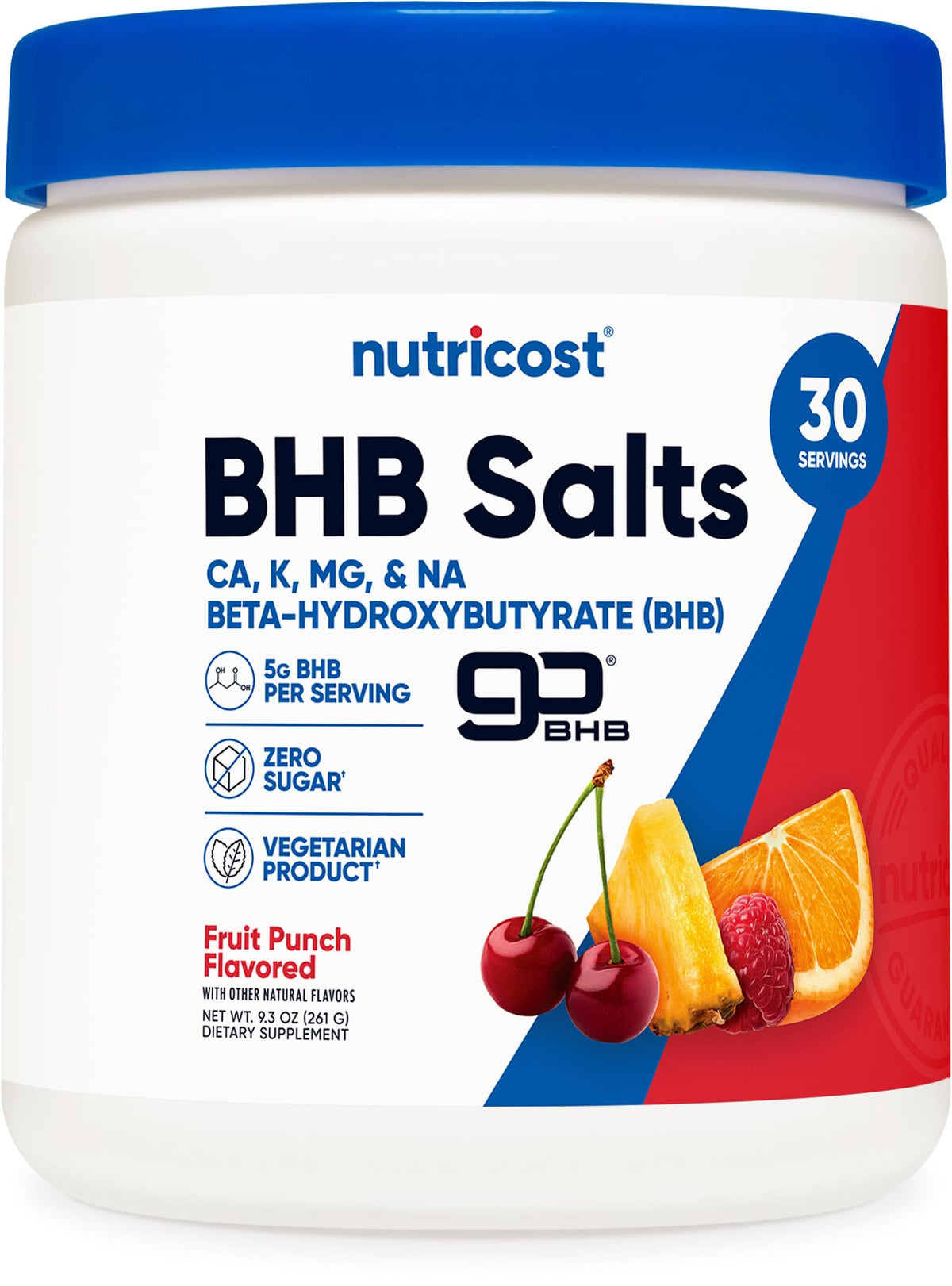Nutricost BHB Sels, poudre Fruit Punch prête à mélanger, expérience aromatique