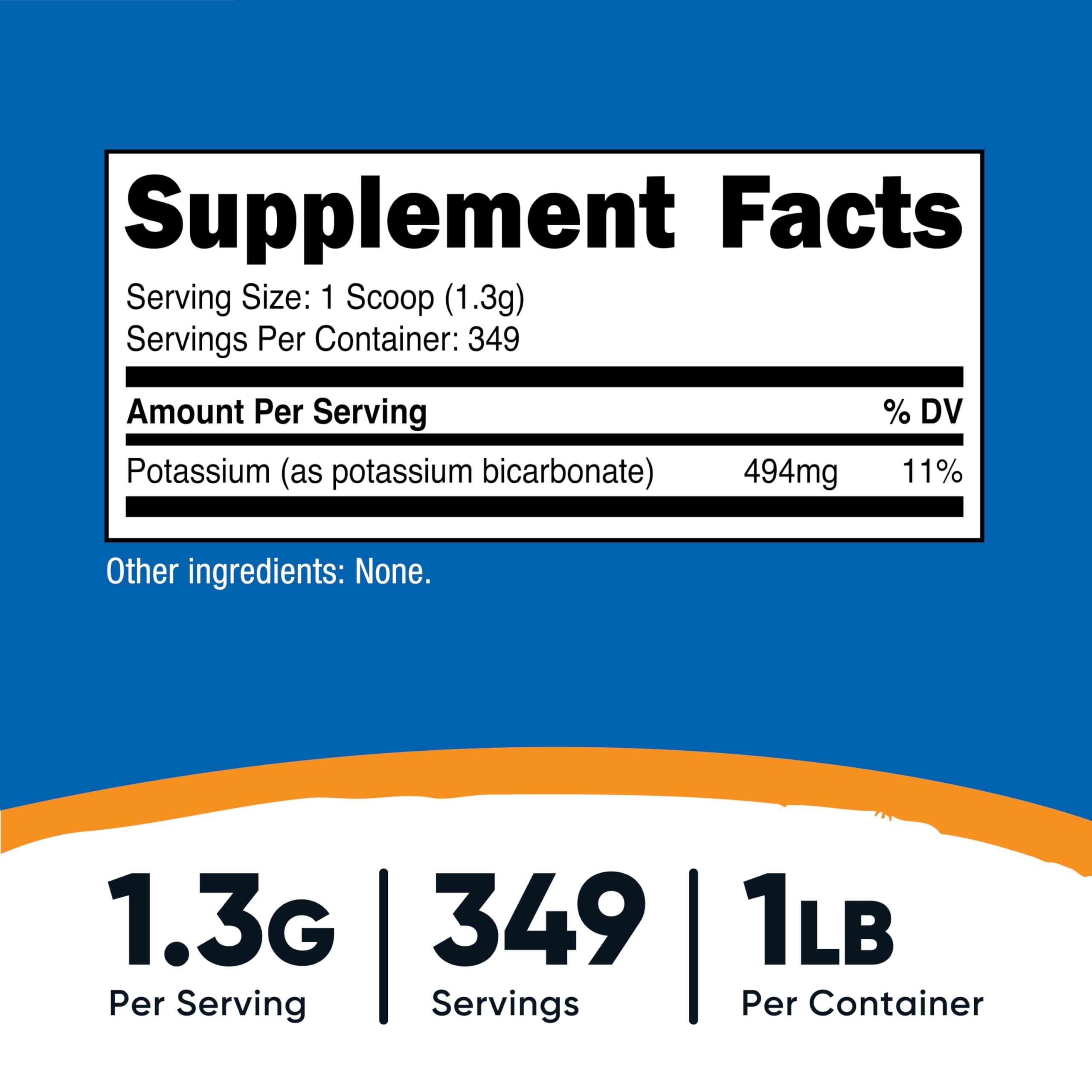Cuillère-dose Nutricost bicarbonate de potassium 1/4 cuillère pour mesures précises.