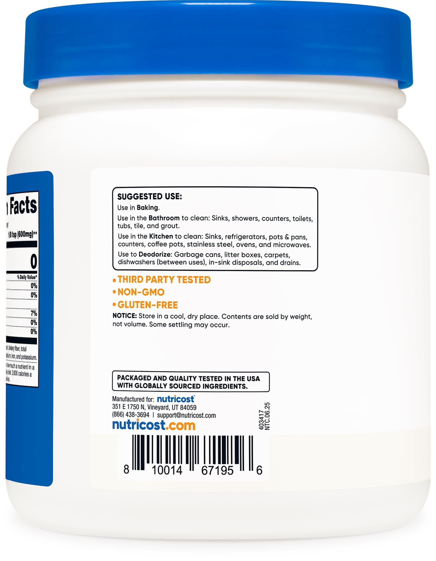 Nutricost bicarbonate de sodium – texture poudre et emballage pratique