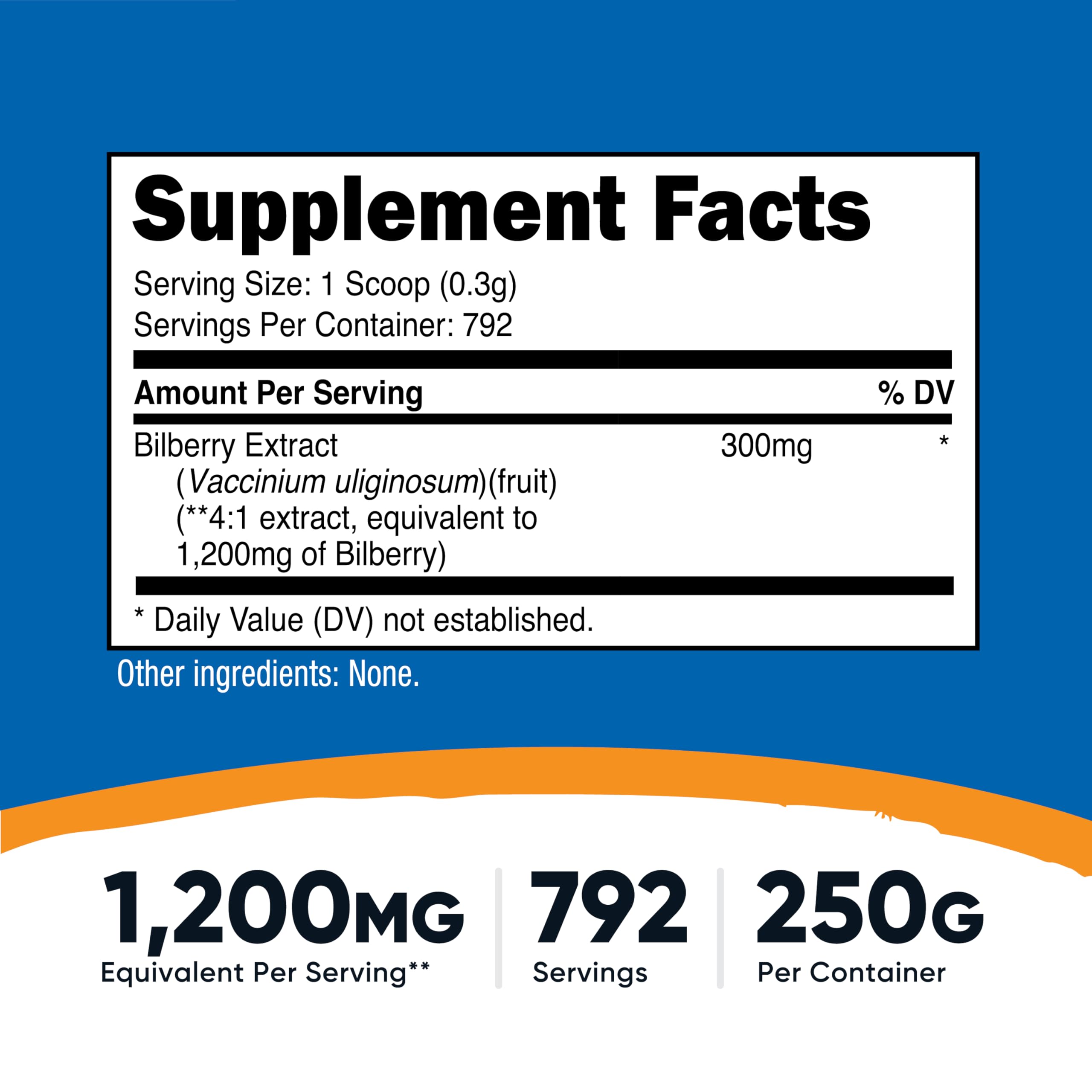 Nutricost Bilberry dose cuillere: dose précise et rapide.