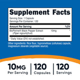 Nutricost Bioperine gélules 10 mg, format pratique.