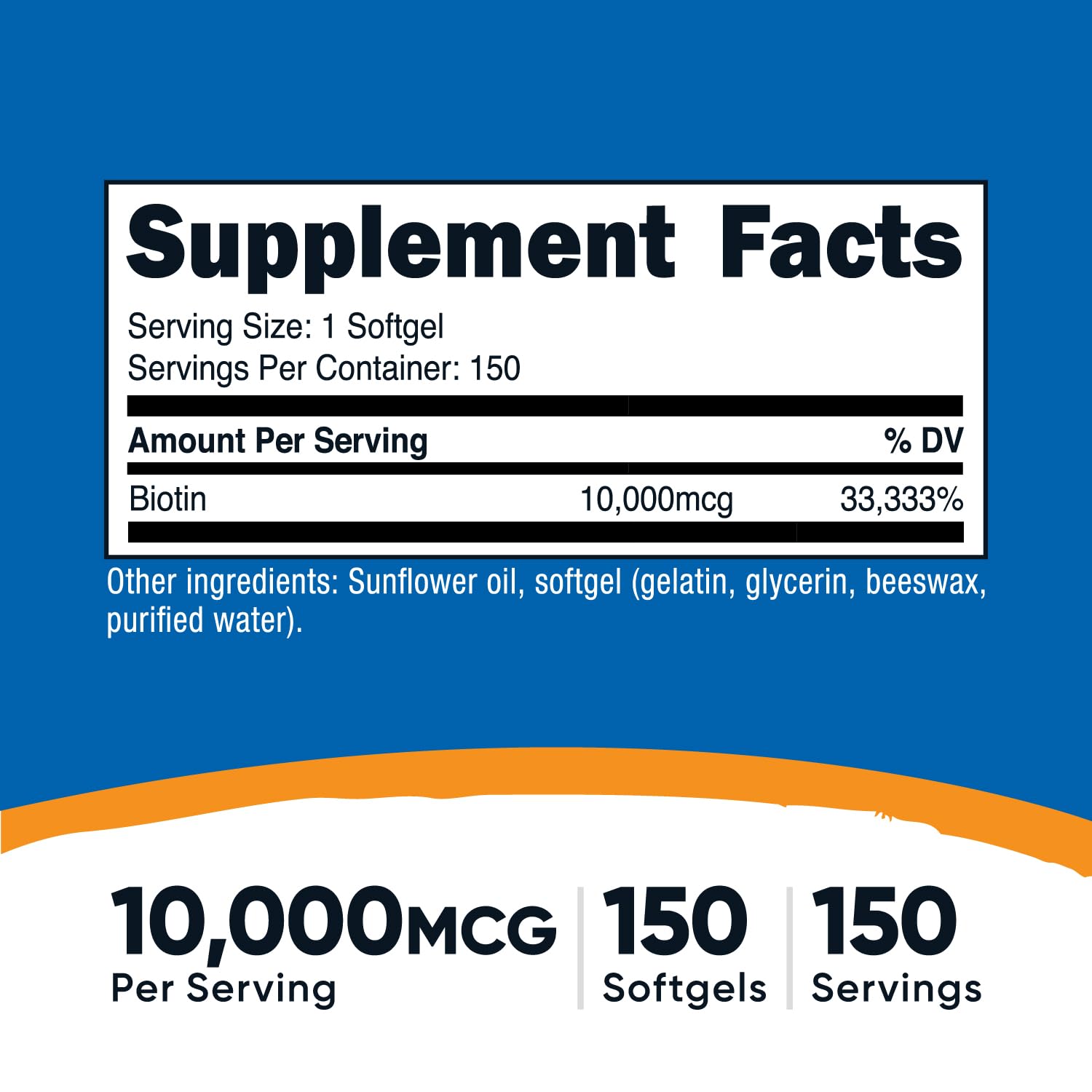 Nutricost Biotine 10 000 mcg, capsules softgel faciles à avaler