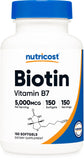 Nutricost Biotine 5000 mcg, capsules molles faciles à avaler pour usage quotidien.