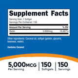 Étiquette Nutricost Biotine 5000 mcg, sans gluten et sans OGM.