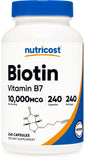 Nutricost Biotine capsules 240 dans une bouteille pratique pour l'utilisation quotidienne