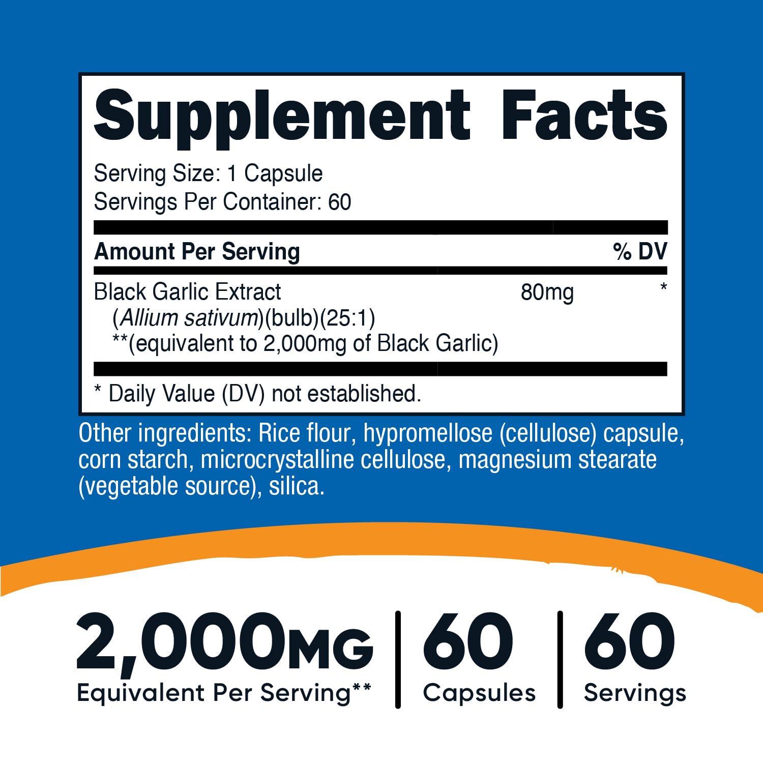 Capsules Nutricost ail noir pour dosage quotidien simple.