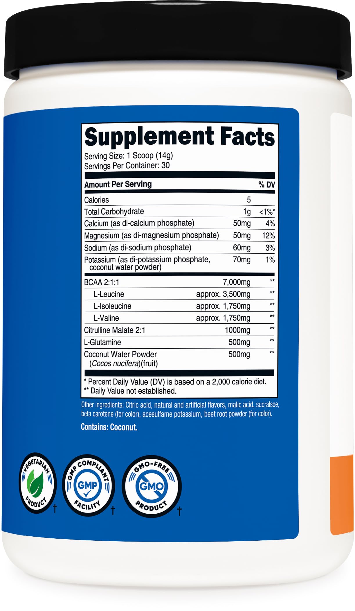 Nutricost BCAA pêche — boisson prête à mélanger pour votre routine sportive.