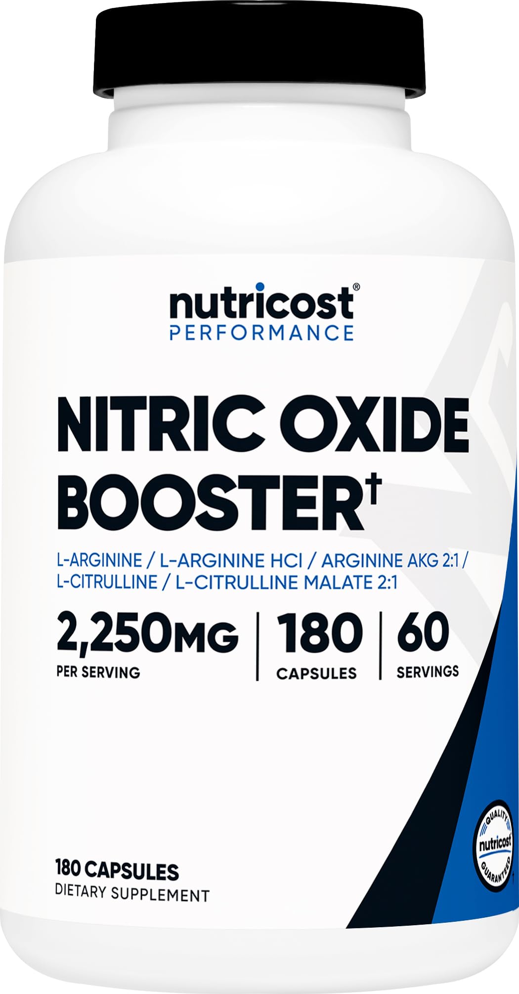 Nutricost boosteur oxyd-nitrique, bouteille de 180 gélules, soutien potentiel à l’énergie.